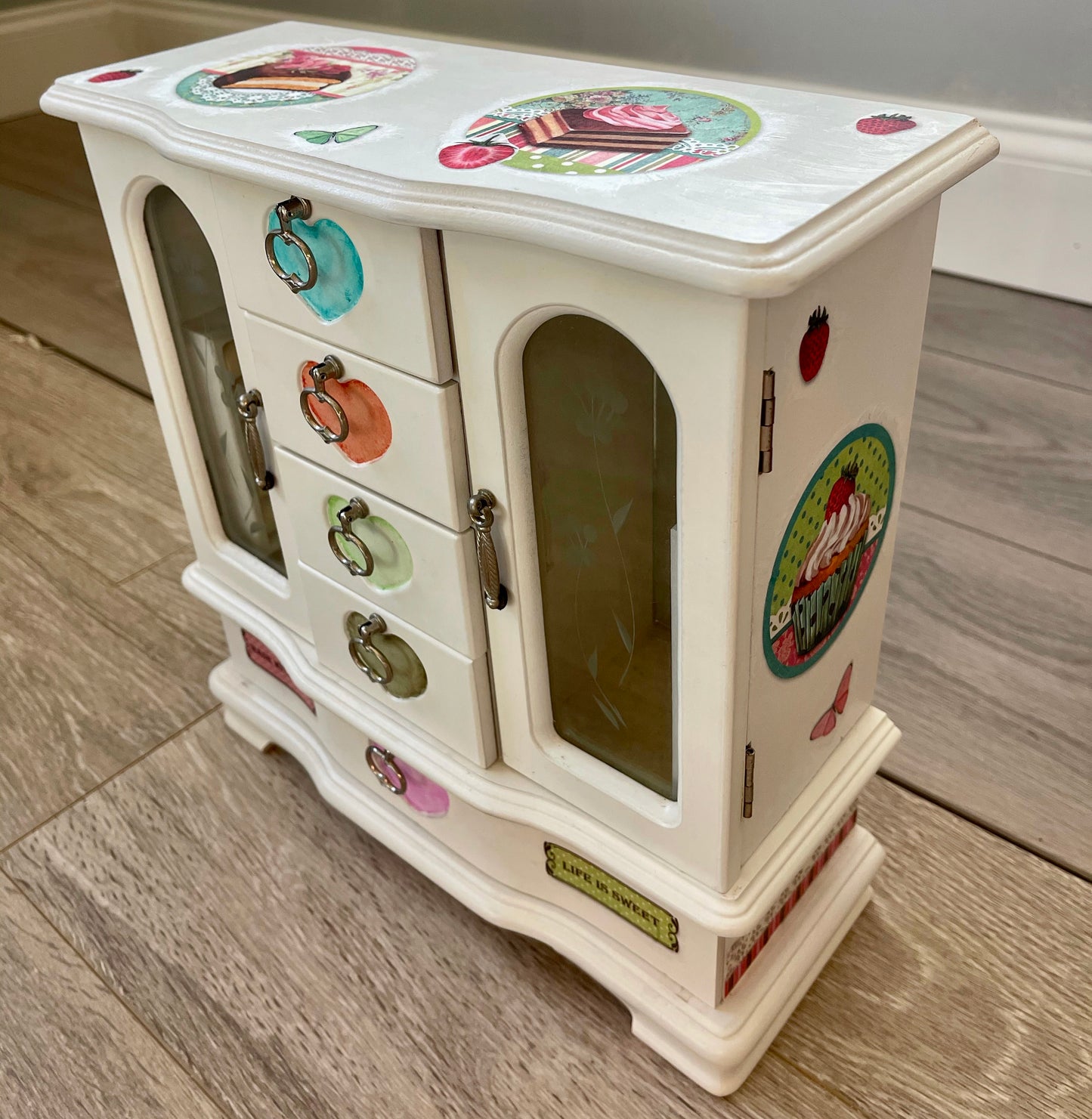 Upcycled Jewerly Cabinet, Little Girls Jewerly Cabinet, Lovecycled