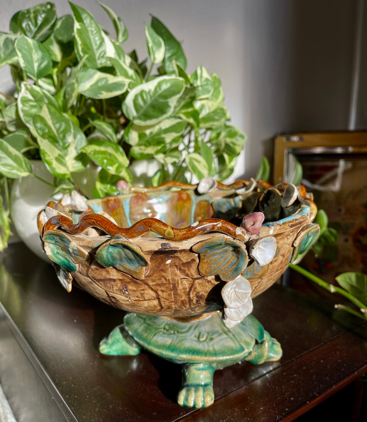 Gorgeous Vintage Pottery, Turtle Bowl, Old World Vintage