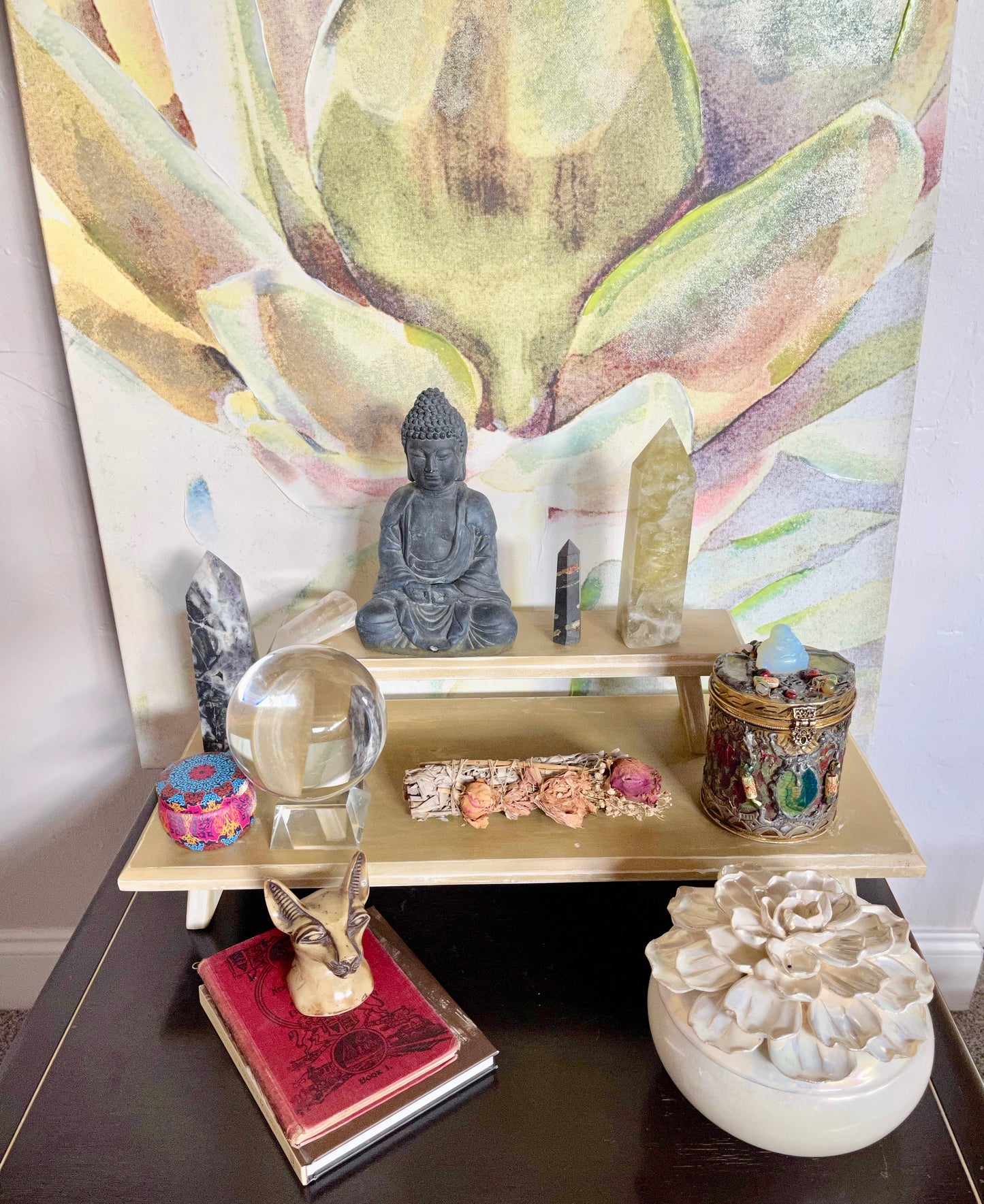 Golden Prosperity Meditation Table Set, Home Decor