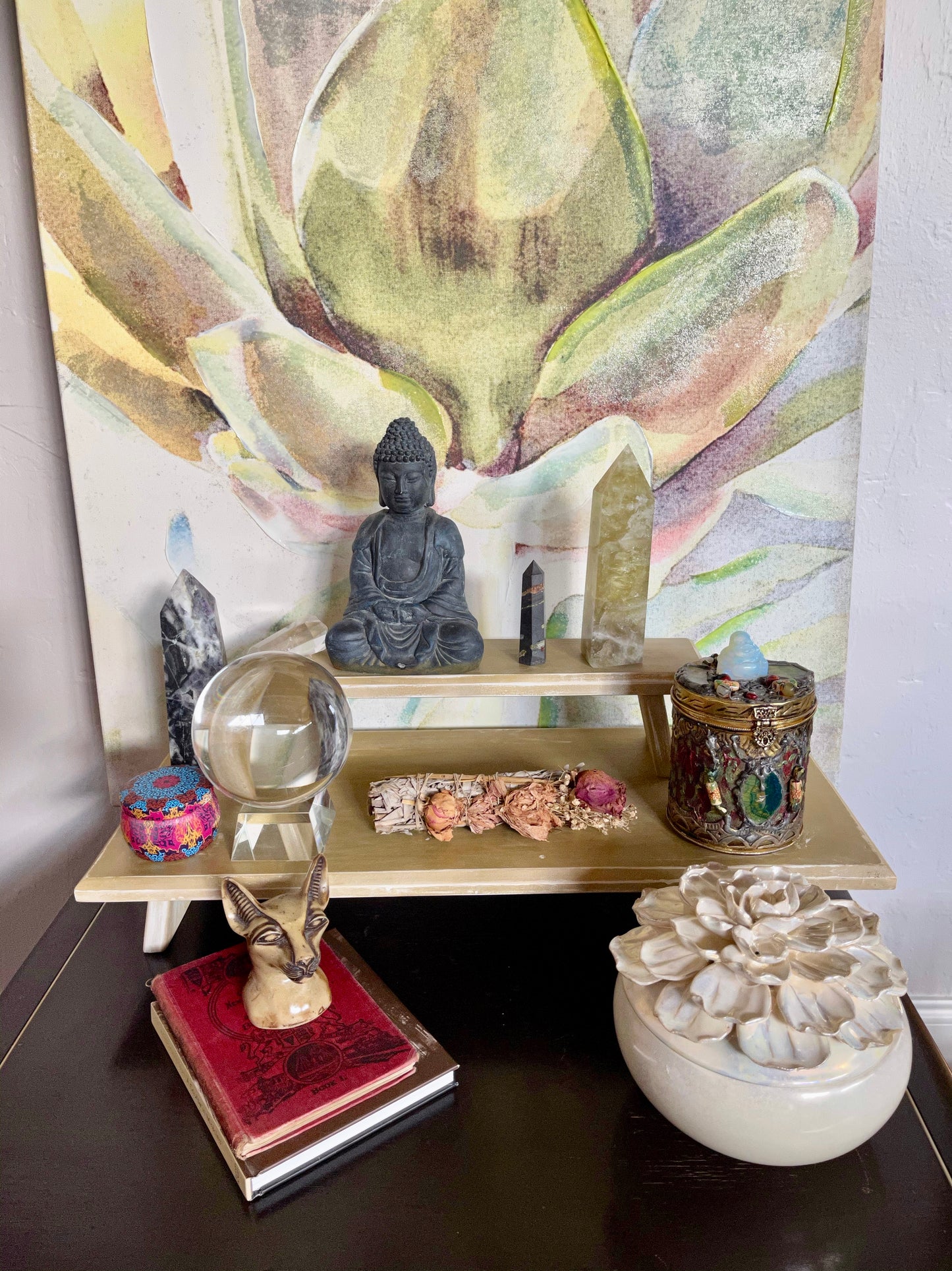 Golden Prosperity Meditation Table Set, Home Decor