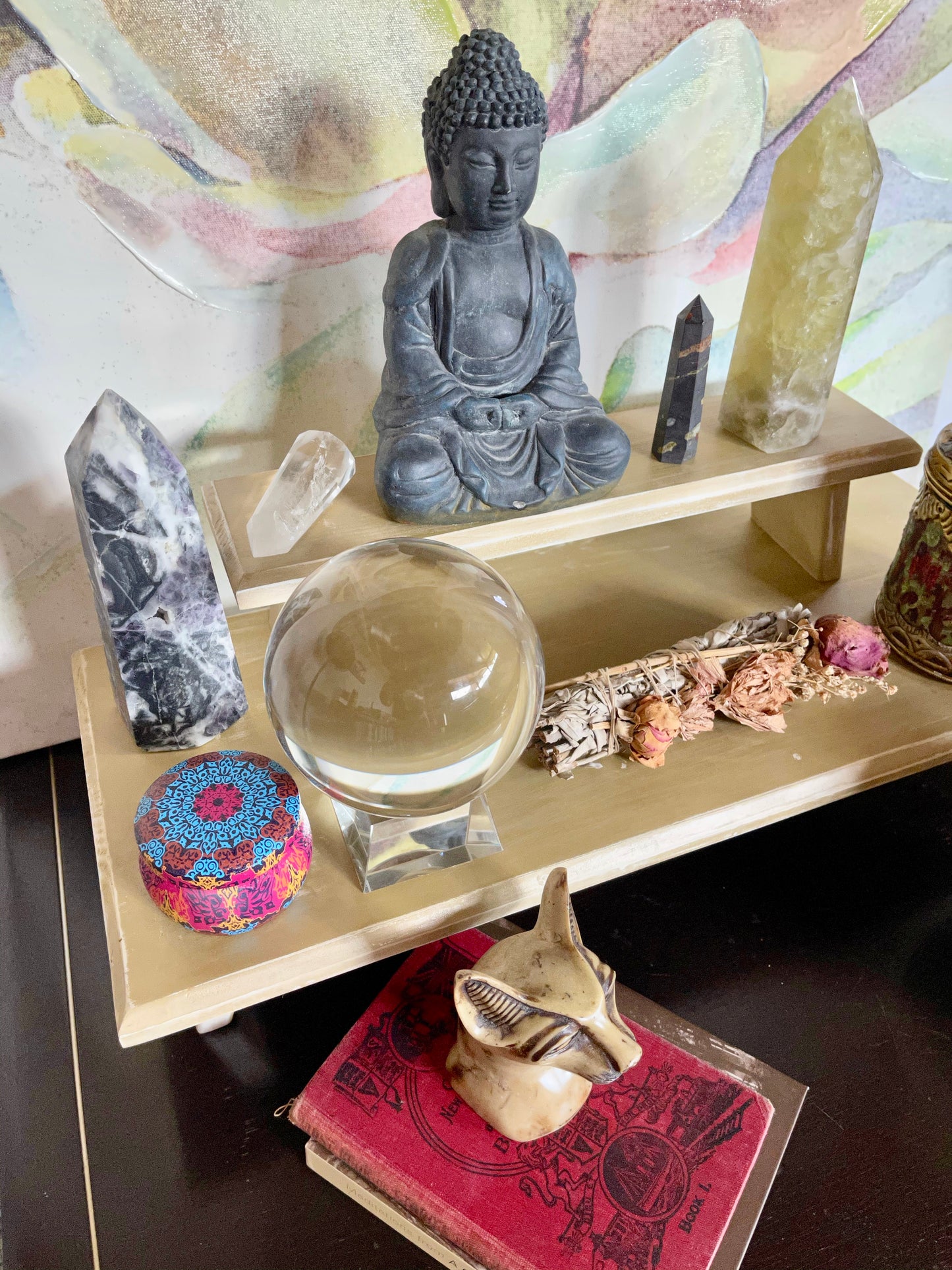 Golden Prosperity Meditation Table Set, Home Decor