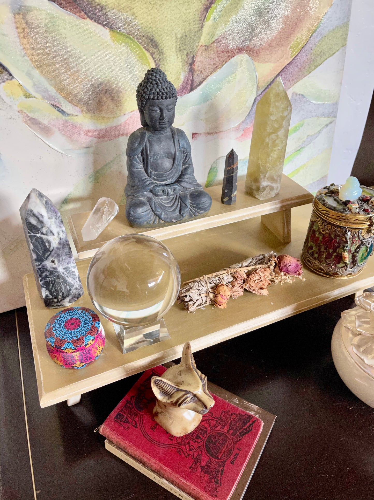 Golden Prosperity Meditation Table Set, Home Decor