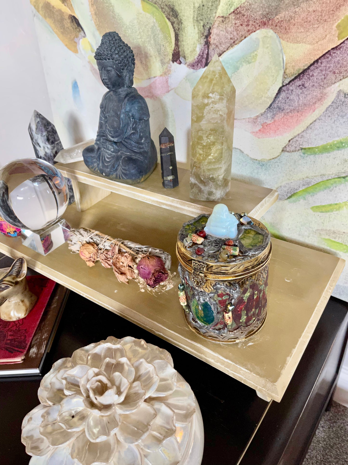 Golden Prosperity Meditation Table Set, Home Decor