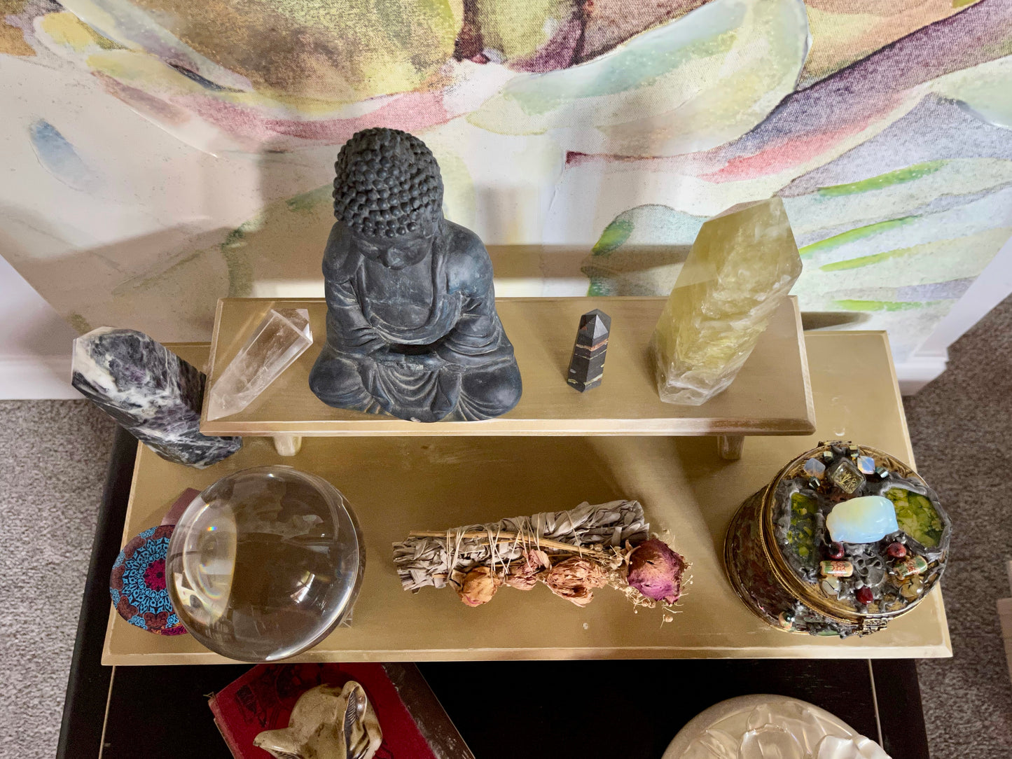 Golden Prosperity Meditation Table Set, Home Decor
