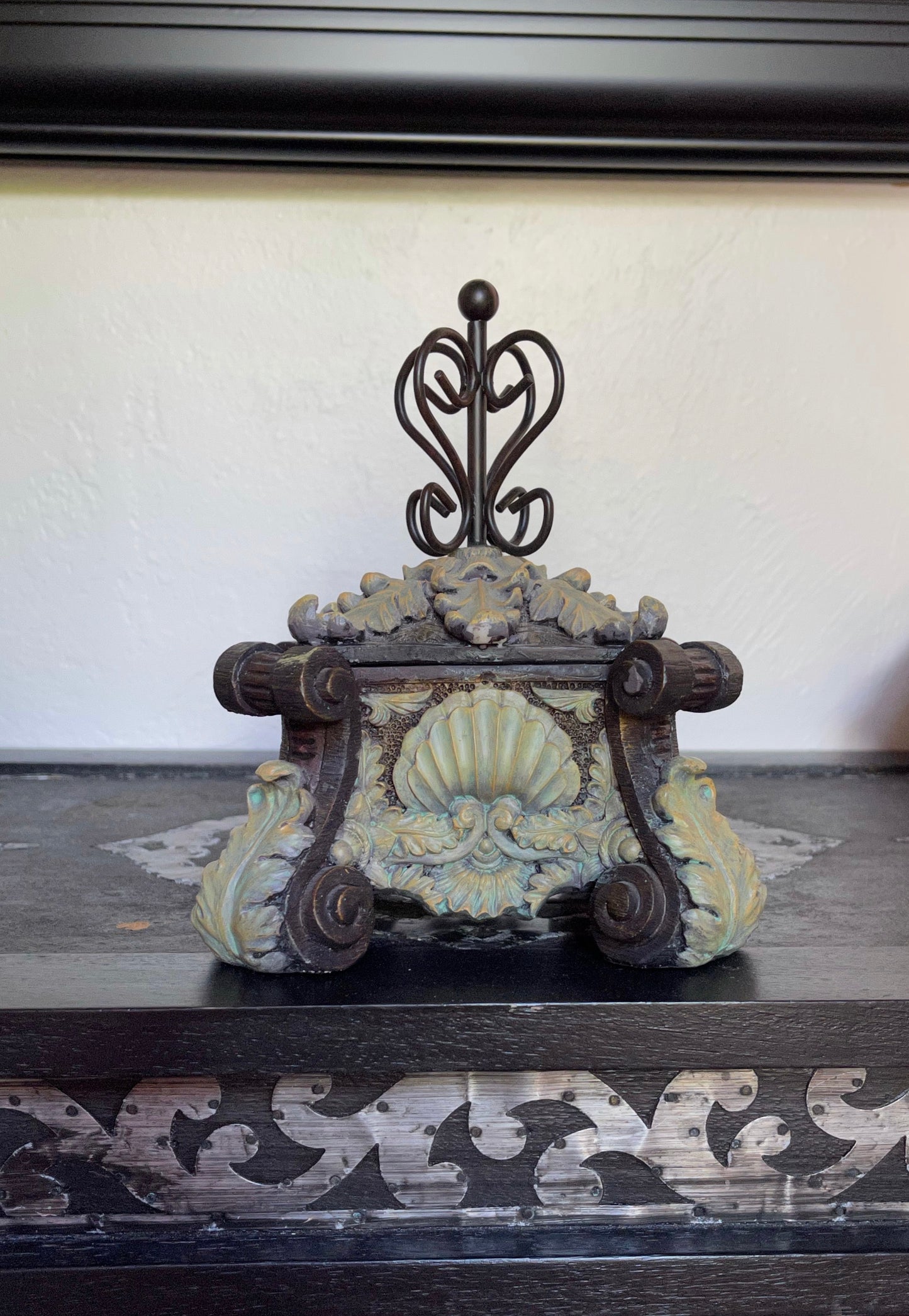 French Glam Footed Box, Ornate Scalloped Box, Old World Vintage