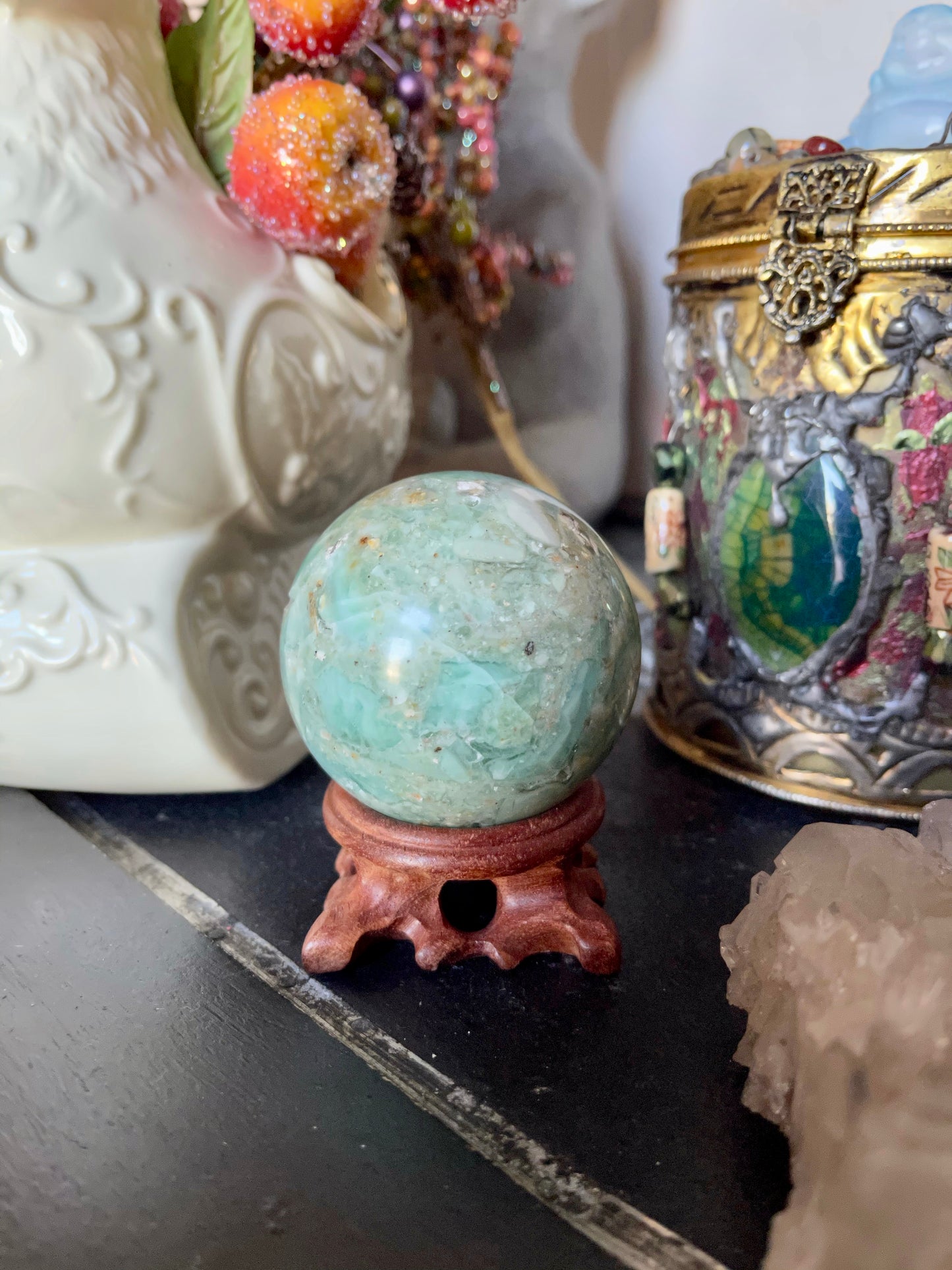 Beautifully Figured Amazonite Sphere, Crystal Magic