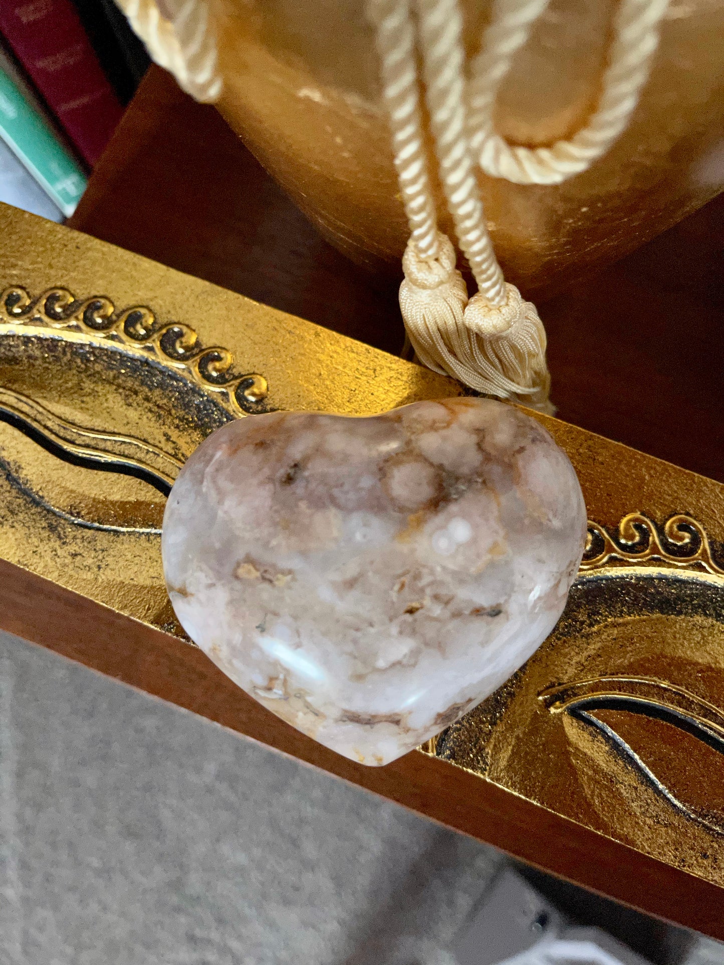 Large Agate Heart, Cherry Blossom Agate, Crystal Magic