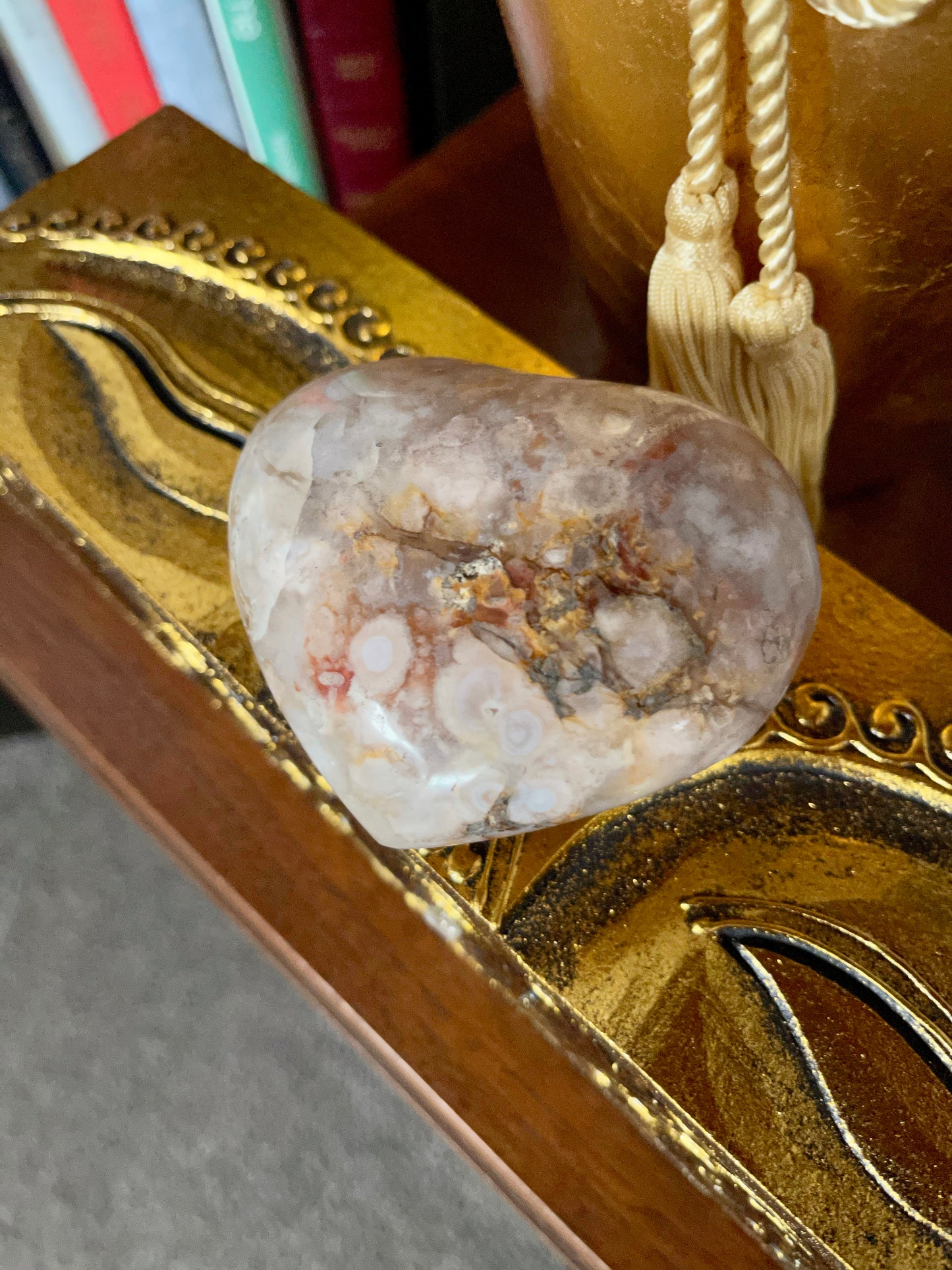 Large Agate Heart, Cherry Blossom Agate, Crystal Magic