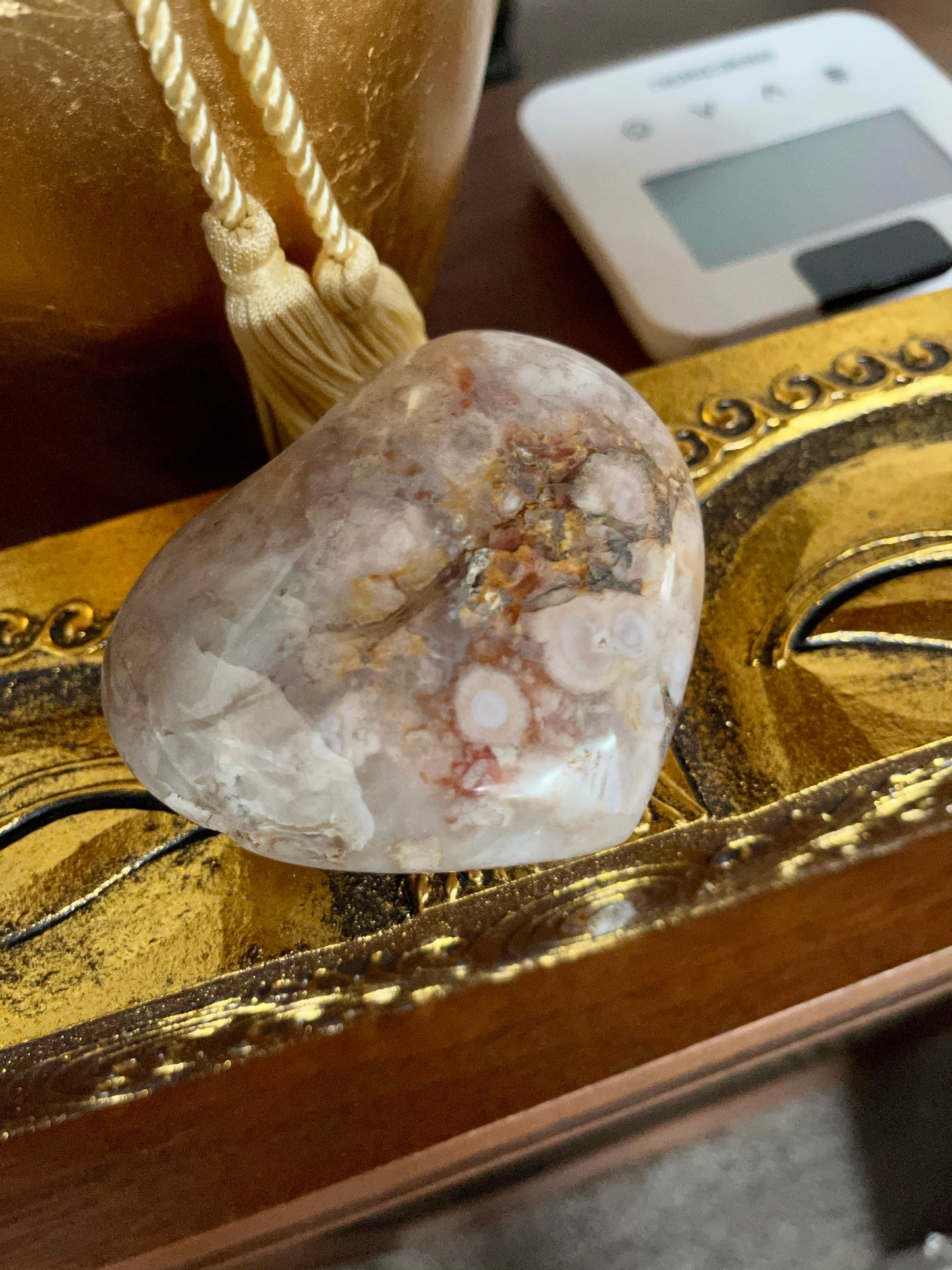 Large Agate Heart, Cherry Blossom Agate, Crystal Magic