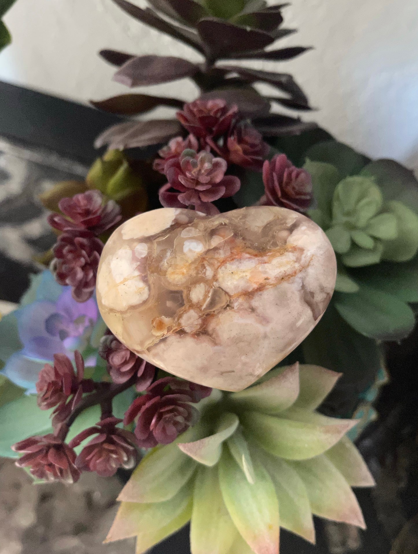 Agate Heart, Cherry Blossom Agate, Crystal Magic