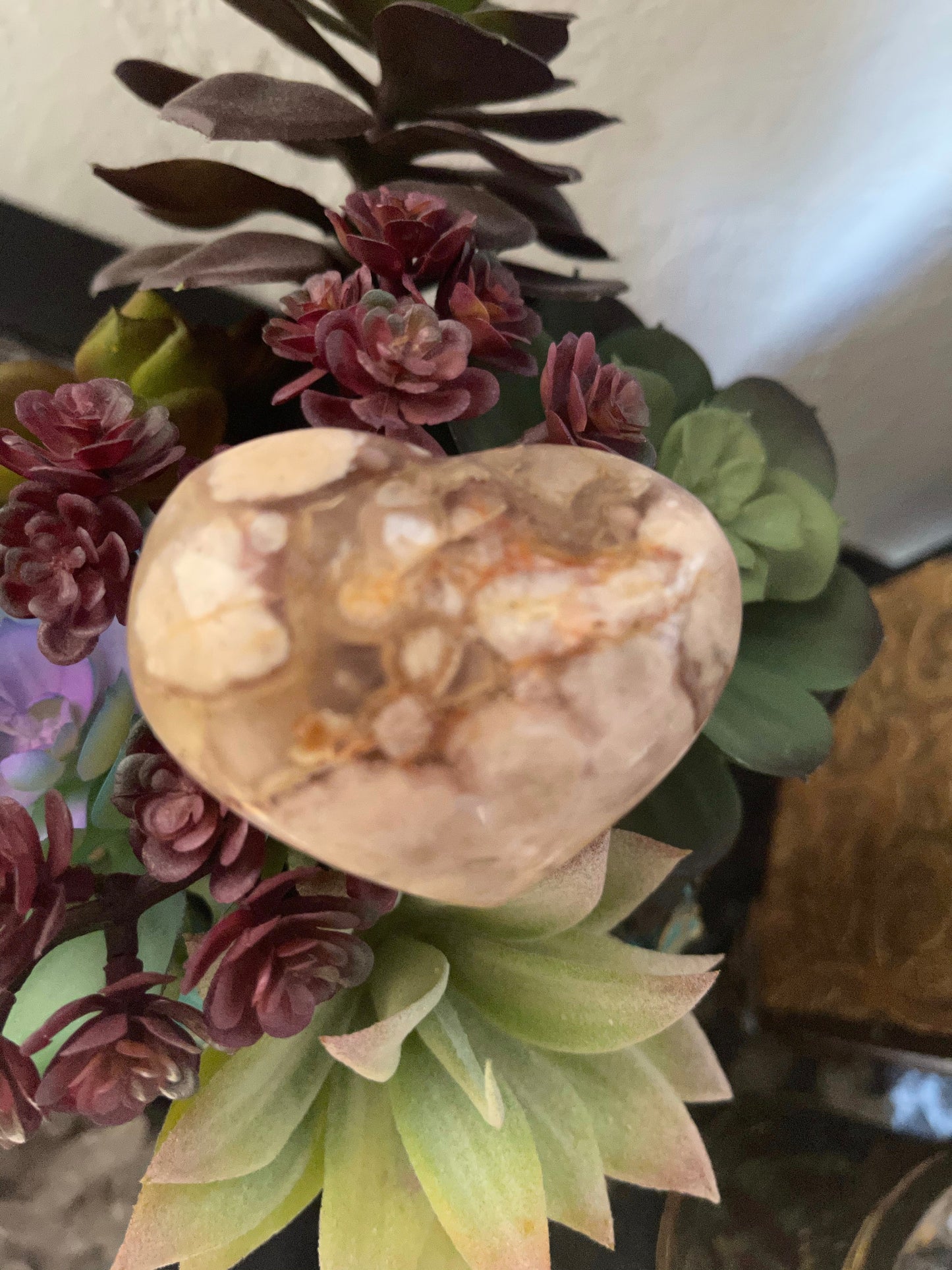 Agate Heart, Cherry Blossom Agate, Crystal Magic
