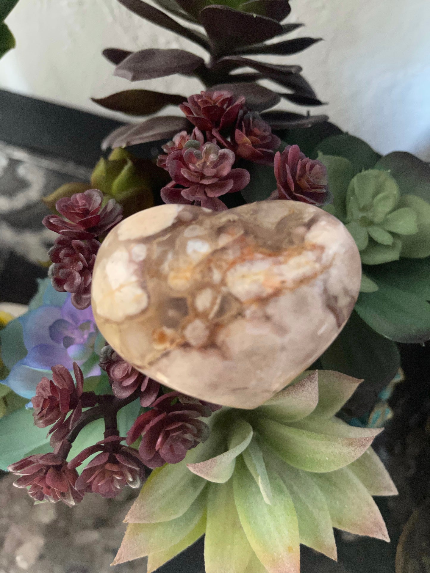 Agate Heart, Cherry Blossom Agate, Crystal Magic