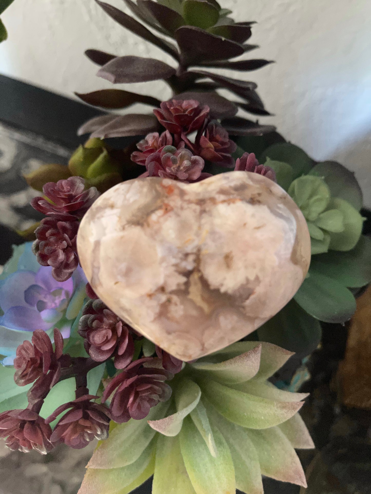 Agate Heart, Cherry Blossom Agate, Crystal Magic