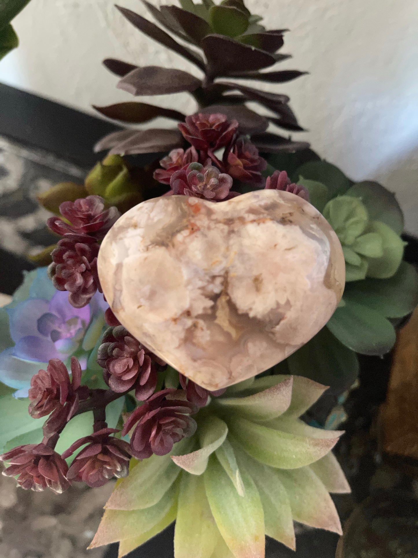 Agate Heart, Cherry Blossom Agate, Crystal Magic