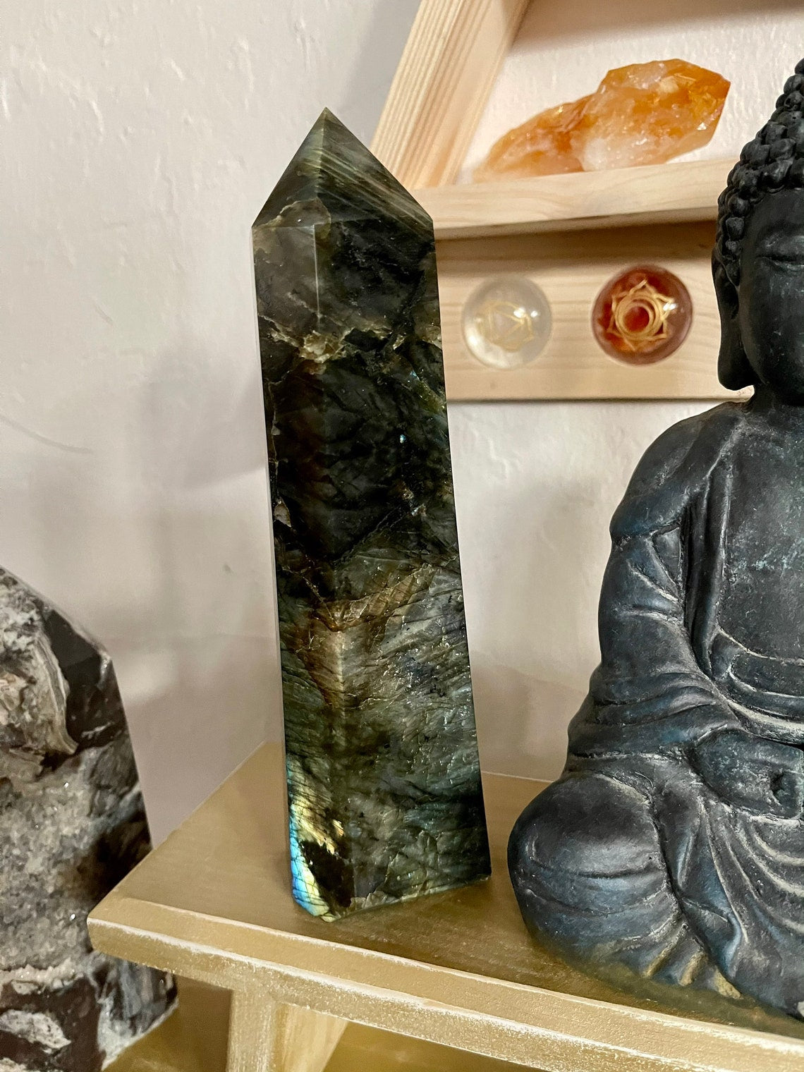 Gorgeous Flash Tall Labradorite Tower, Crystal Magic