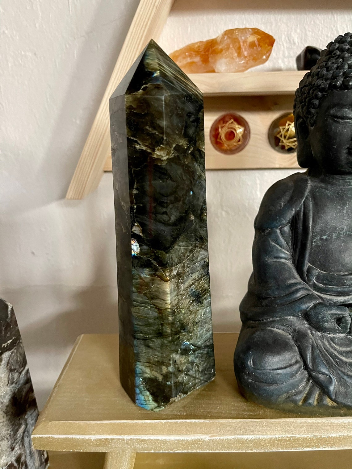 Gorgeous Flash Tall Labradorite Tower, Crystal Magic