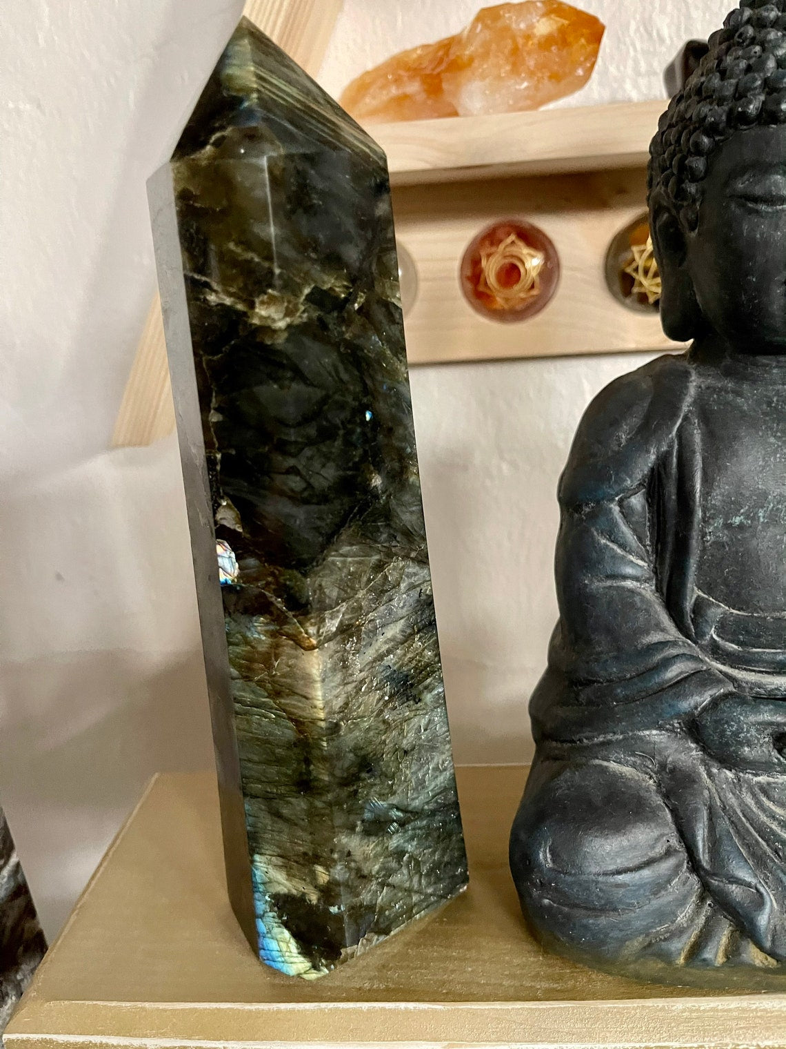 Gorgeous Flash Tall Labradorite Tower, Crystal Magic