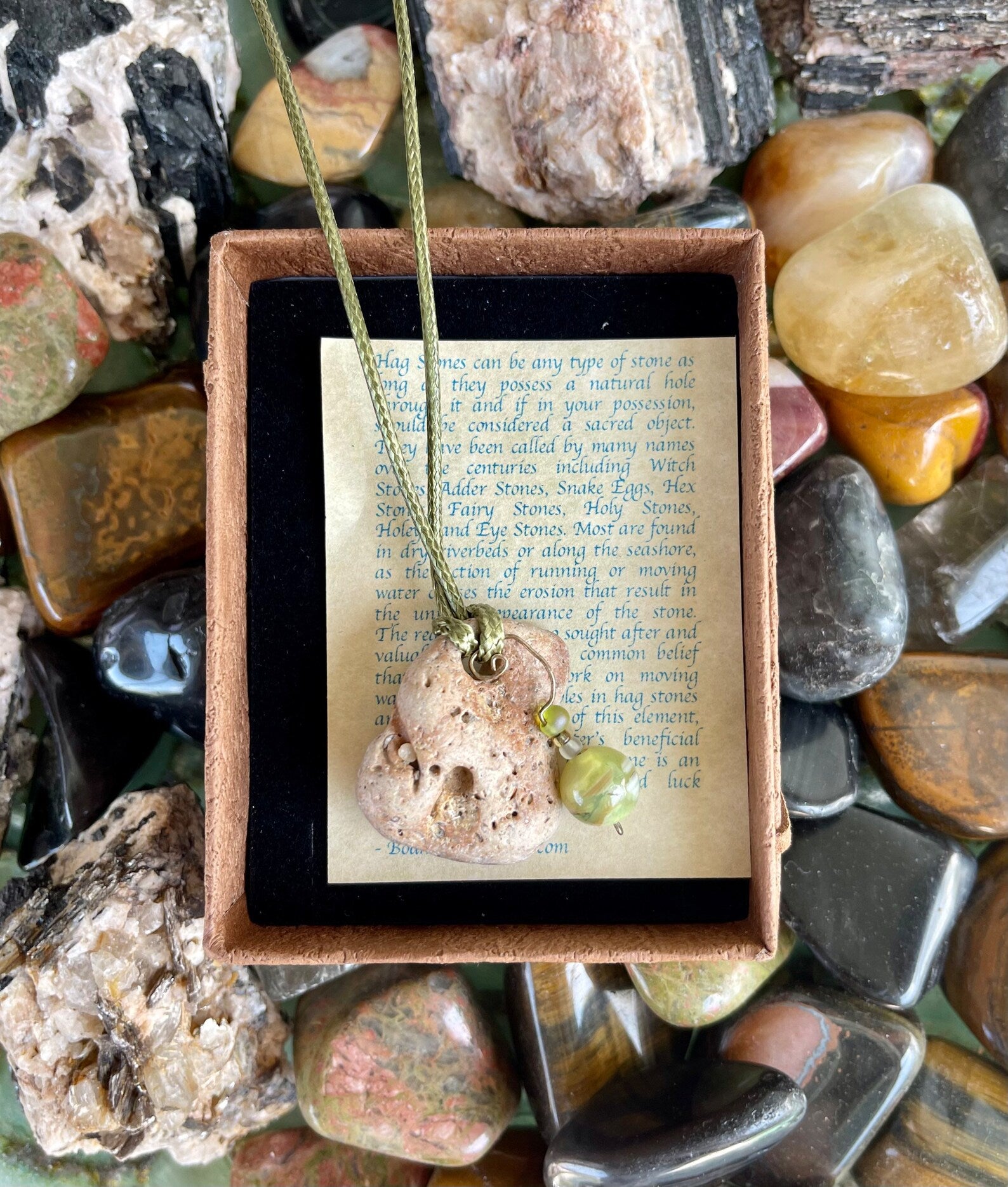 New Mermaid Collection, "Gaila", Bodhi Jewelry, hag stone necklace, hag stone charm, mermaid charm, beach stone, island stone