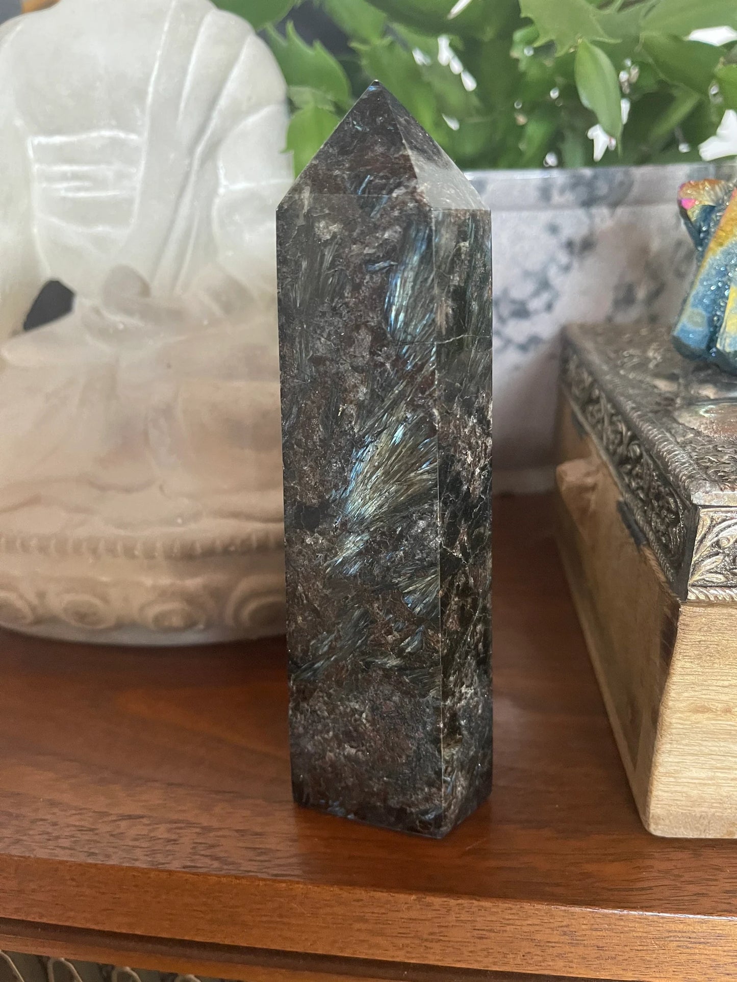 Arfvedsonite Tower, Natural Arfvedsonite, Bodhi Crystals