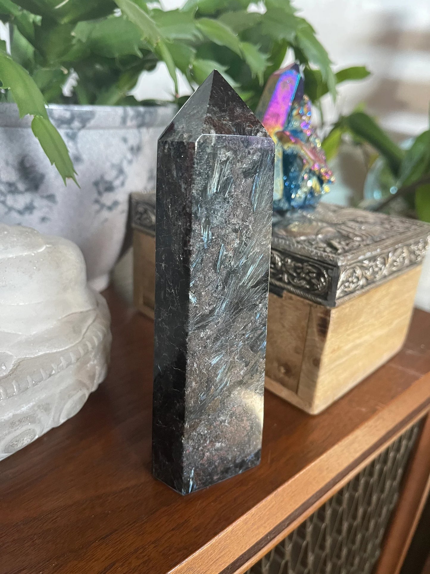 Arfvedsonite Tower, Natural Arfvedsonite, Bodhi Crystals