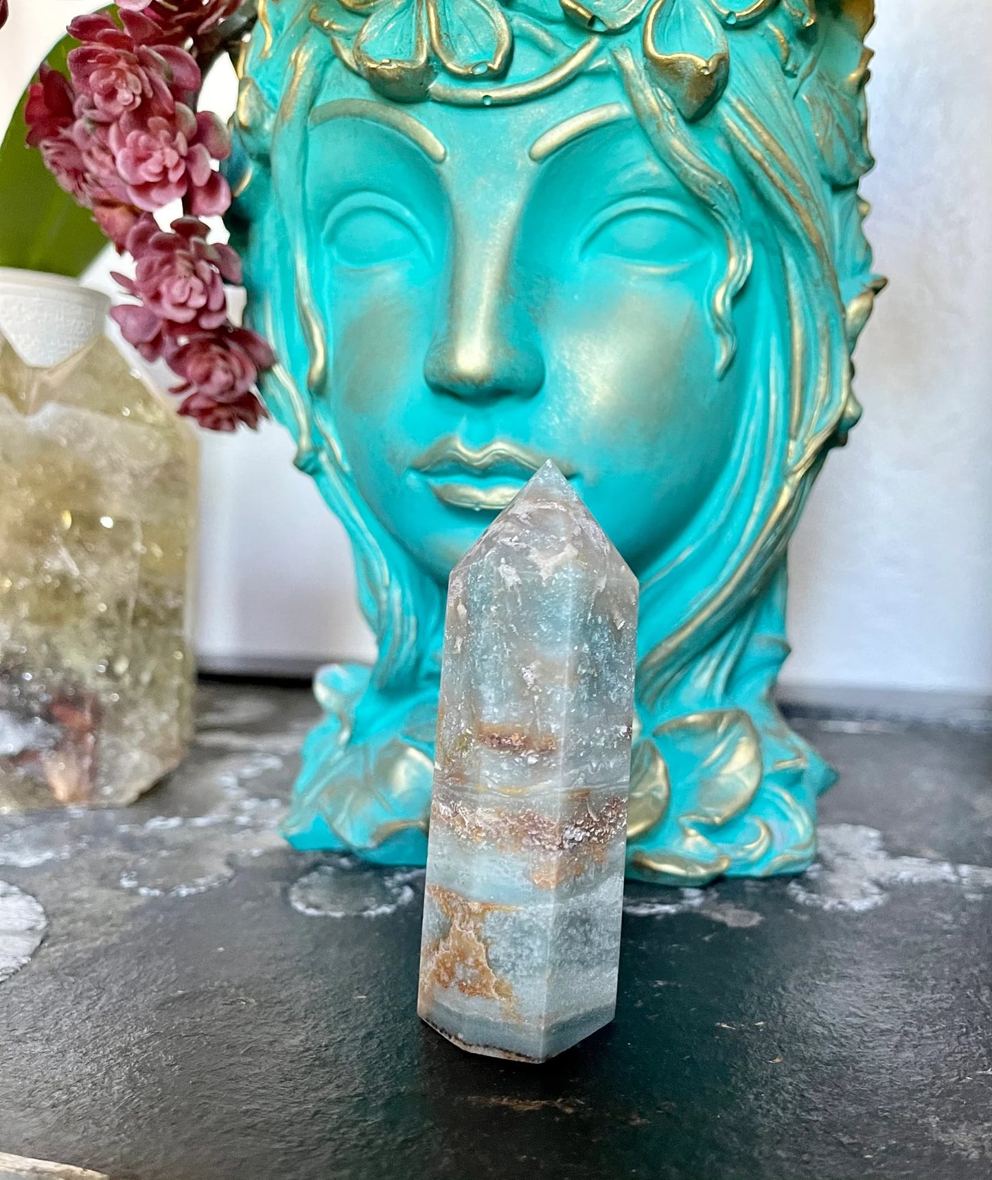Natural Amazonite Tower, Interesting Patterns, Bodhi Crystal Magic