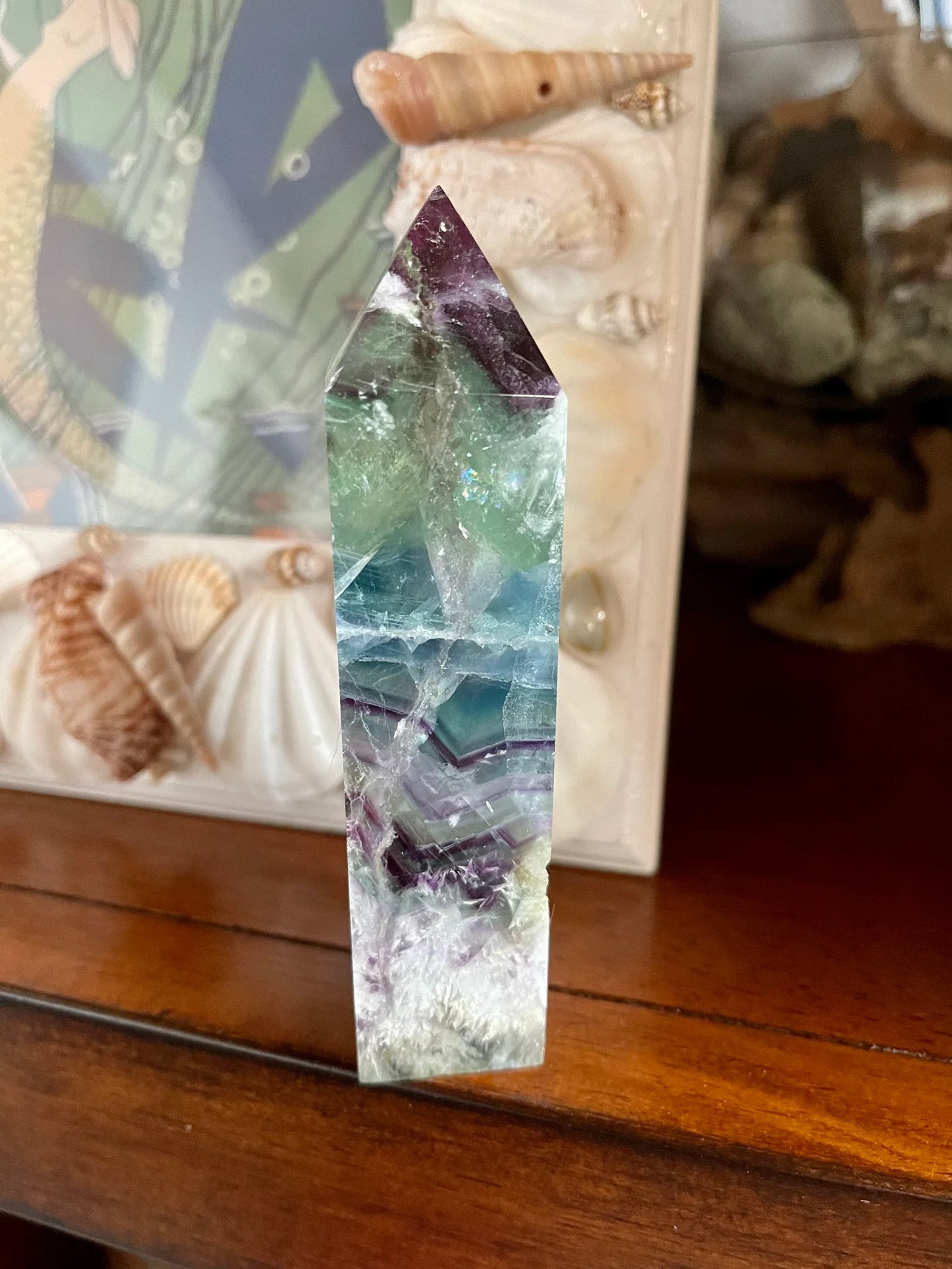 High Quality Rainbow Fluorite Tower, Bodhi Crystal Magic
