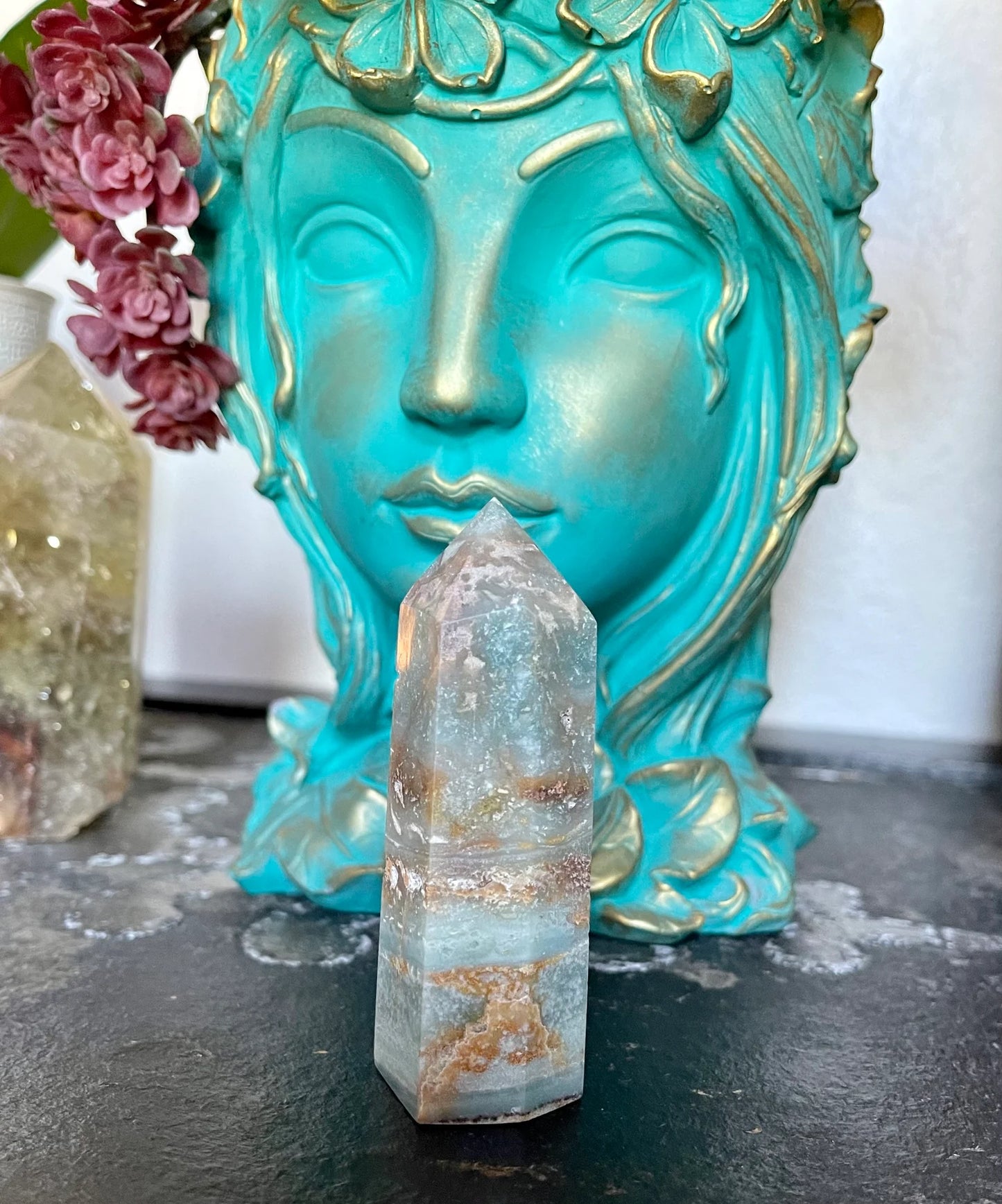 Natural Amazonite Tower, Interesting Patterns, Bodhi Crystal Magic