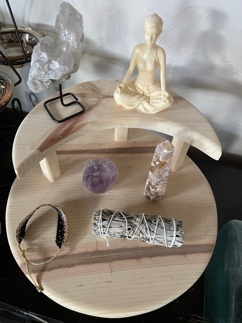 Softly Figured Pine Moon Altar Table Set, Home Decor