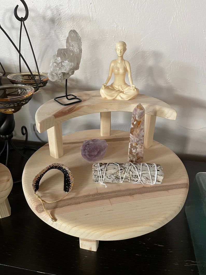 Softly Figured Pine Moon Altar Table Set, Home Decor