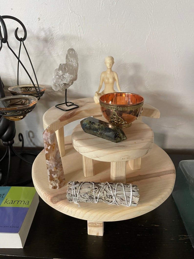 Softly Figured Pine Moon Altar Table Set, Home Decor
