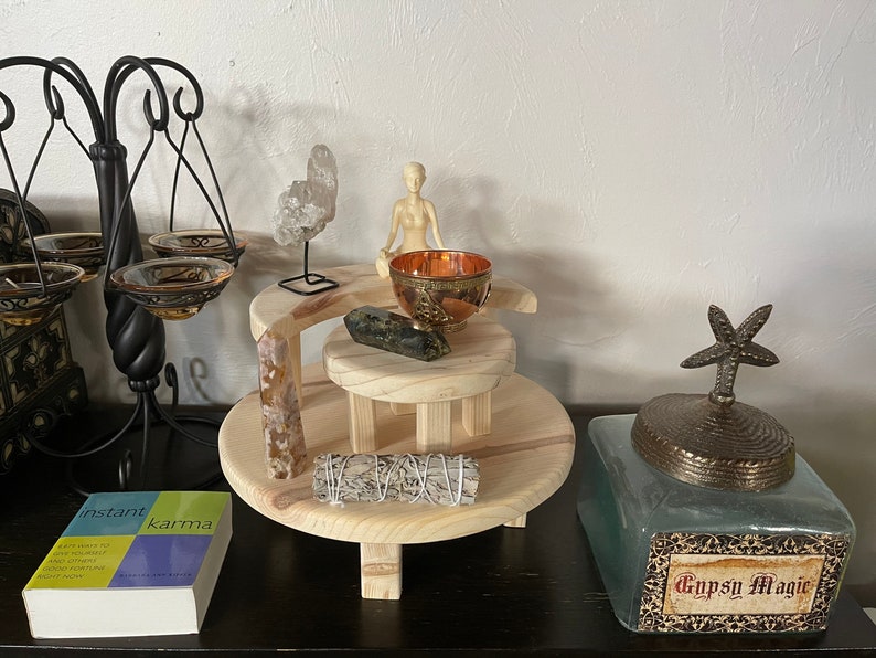 Softly Figured Pine Moon Altar Table Set, Home Decor