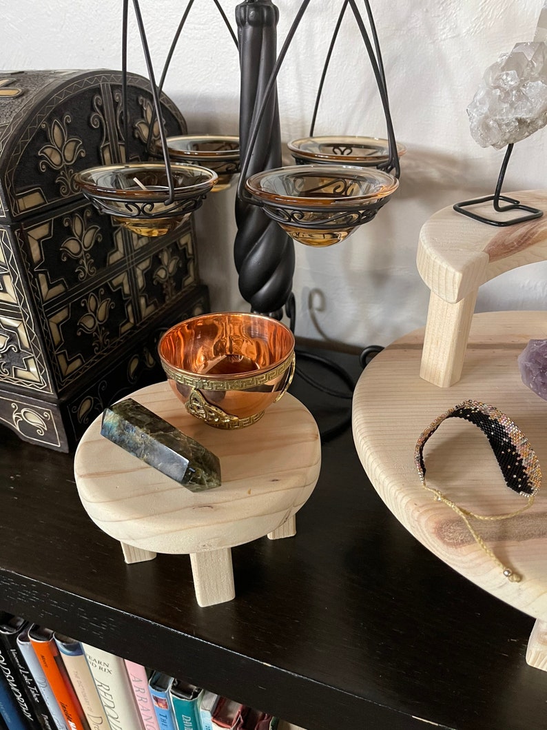 Softly Figured Pine Moon Altar Table Set, Home Decor