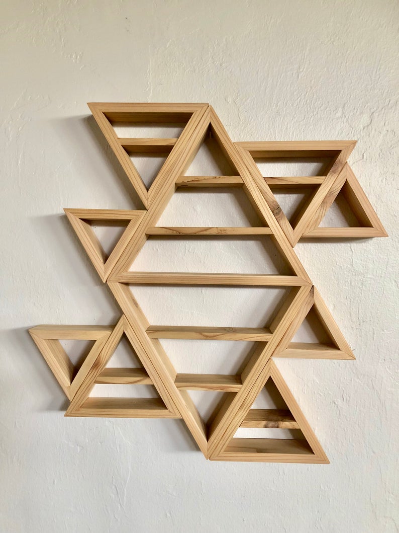 Floating "MIXED UP" Shelves, Triangle Shelf, Bodhi Signs