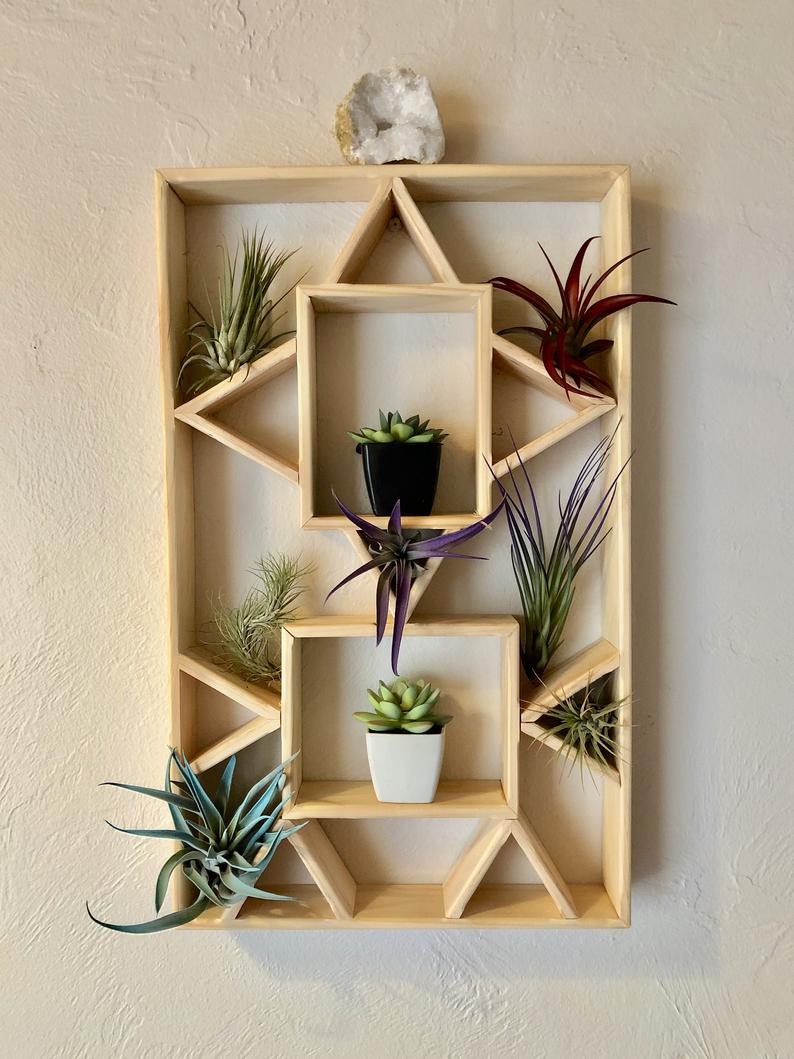 Modern Decor Geometrical Wall Hanging With Air Plants, Home Decor