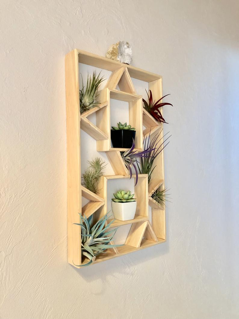 Modern Decor Geometrical Wall Hanging With Air Plants, Home Decor