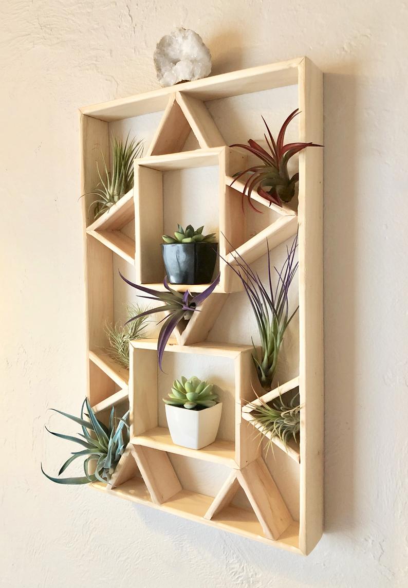 Modern Decor Geometrical Wall Hanging With Air Plants, Home Decor