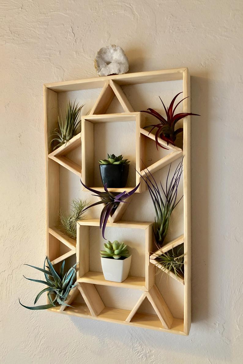 Modern Decor Geometrical Wall Hanging With Air Plants, Home Decor