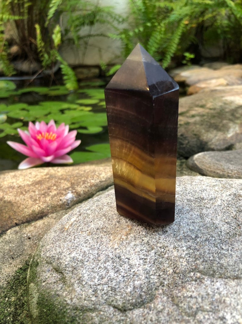 Natural Yellow Fluorite, Fluorite Obelisk, Quartz Crystal Healing, Reiki, Yellow Fluorite Tower, Fluorite Point