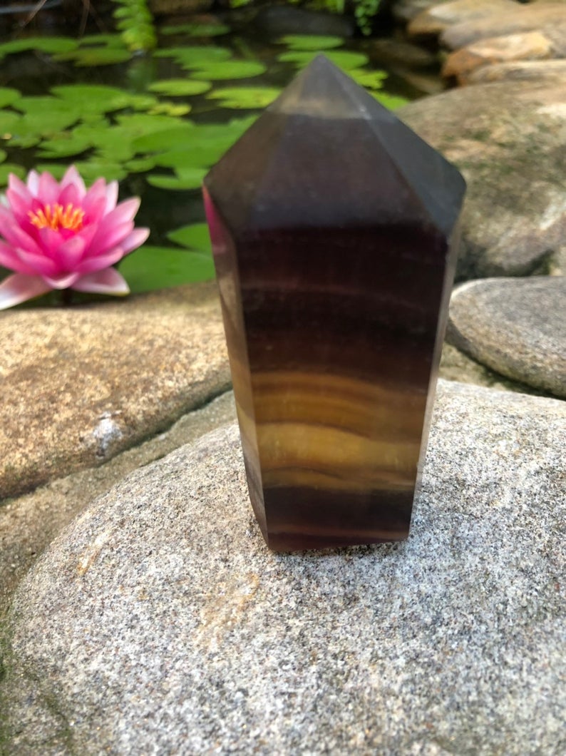 Natural Yellow Fluorite Obelisk, Crystal Magic