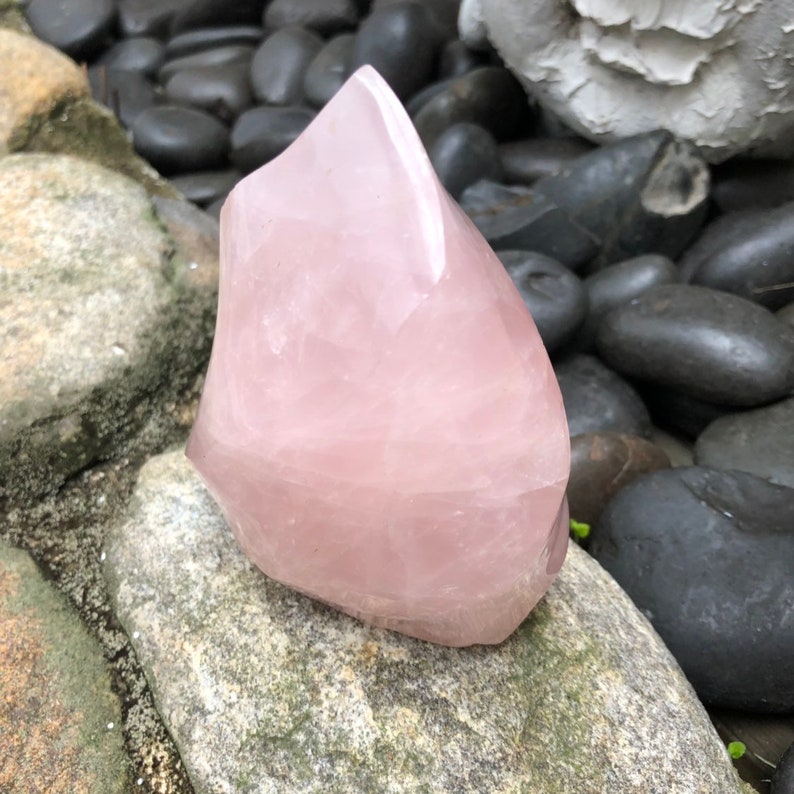 Loving Energy Rose Quartz Flame, Natural Crystal Flame, 1.3 lbs, Crystal Magic