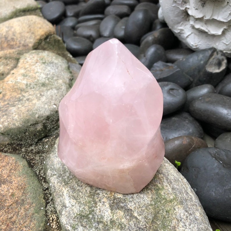 Loving Energy Rose Quartz Flame, Natural Crystal Flame, 1.3 lbs, Crystal Magic