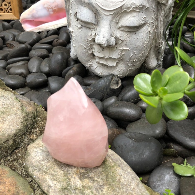 Loving Energy Rose Quartz Flame, Natural Crystal Flame, 1.3 lbs, Crystal Magic