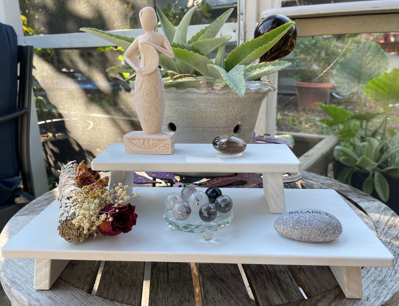 White Zen Meditation Table Set, Home Decor