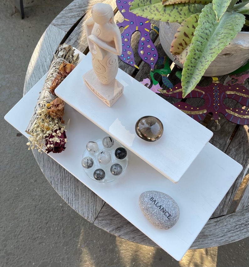 White Zen Meditation Table Set, Home Decor