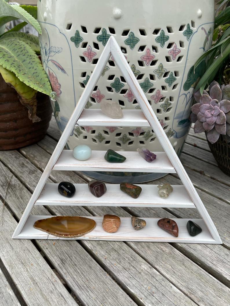 Distressed White Triangle Shelf