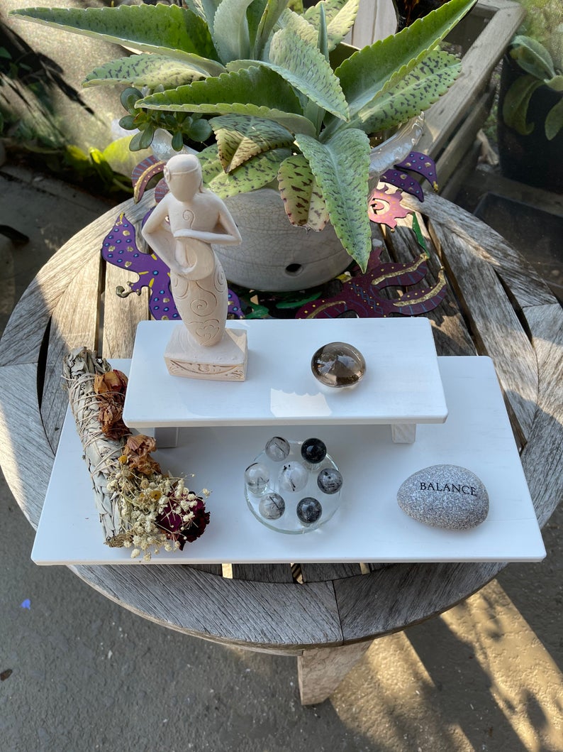 White Zen Meditation Table Set, Home Decor