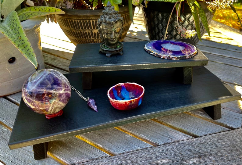 Zen "NIGHTFALL" Mediation Set, Prayer Table, Puja, Stacking Tables, Altar, Mediation Decor, Studio, Long Tables, Gift