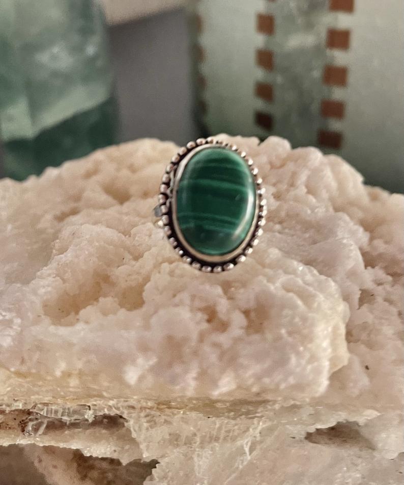 Very Pretty Vintage Malachite Ring, Bodhi Jewelry