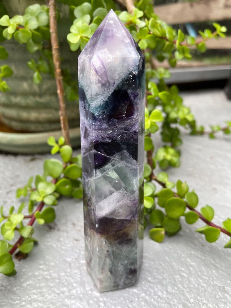 Striking Rainbow Fluorite Tower, 1.4 lbs Large Fluorite Generator, Crystal Magic