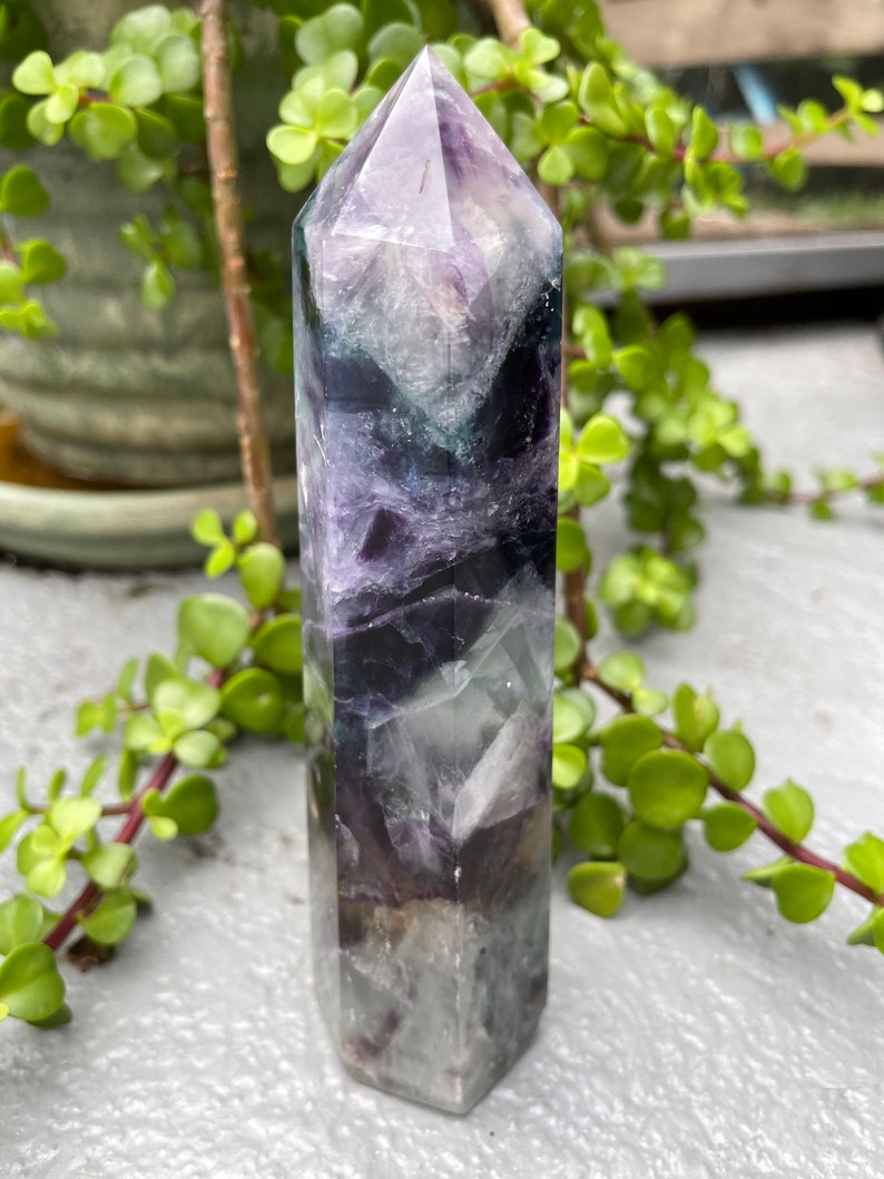 Striking Rainbow Fluorite Tower, 1.4 lbs Large Fluorite Generator, Crystal Magic